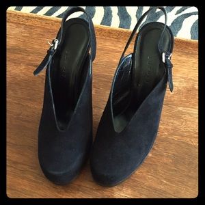 Theory Black Suede Mule Heels- size 39